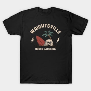 Vintage Surfing Wrightsville North Carolina // Retro Surf Skull T-Shirt